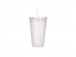 Sublimation 15oz/450ml Glass Tumbler w/ Lid &amp; Straw (Frosted)