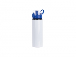 Sublimation 750ml Alu water bottle with Blue cap (White) MOQ: 2000