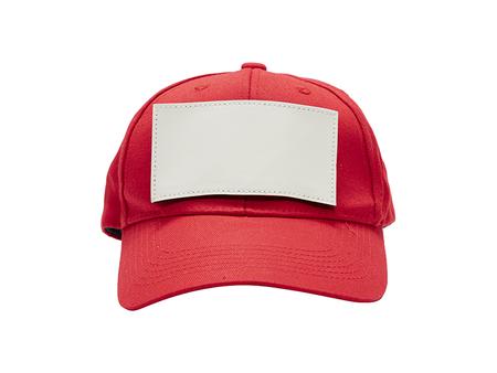 Cotton Cap with 2.5&quot;*4.5&quot; White Rectangular Sub PU Leather Patch (Red)