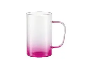 18oz/540ml Glass Beer Coffee Mugs(Clear, Gradient Pink)