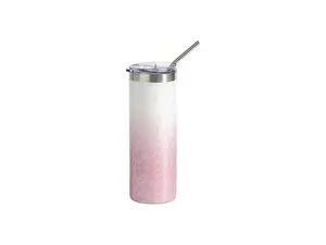 Sublimation 20oz/600ml 3D Puffy Cloud Stainless Steel Skinny Tumbler w/ Straw (Gradient White &amp; Pink)