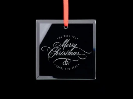 3.5&quot; Engraved Glass Ornament (Square)