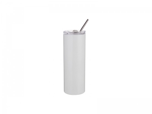 Sublimation 20oz/600ml Stainless Steel Skinny Tumbler with Straw &amp; Lid (White)