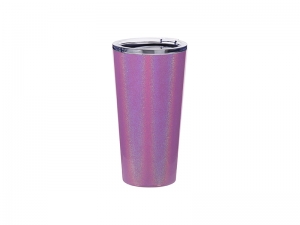 Sublimation 16oz/480ml Glitter Sparkling Stainless Steel Tumbler w/ Lid (Purple)