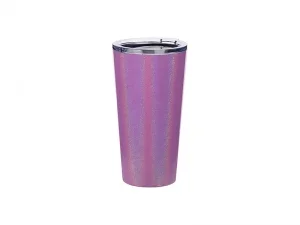 Sublimation 16oz/480ml Glitter Sparkling Stainless Steel Tumbler w/ Lid (Purple)