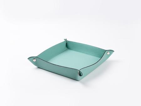 Engraving Leather Tray(Teal/Black, 20*20cm)