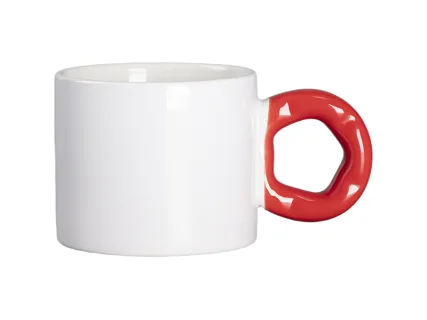 Sublimation 9oz/280ml White Mug with Red Donut Handle