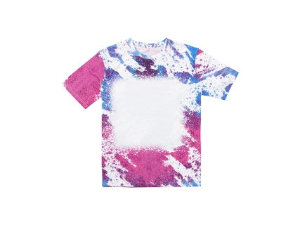 Blue Pink Bleached Leopard Cotton Feeling T-shirt for Sublimation Printing