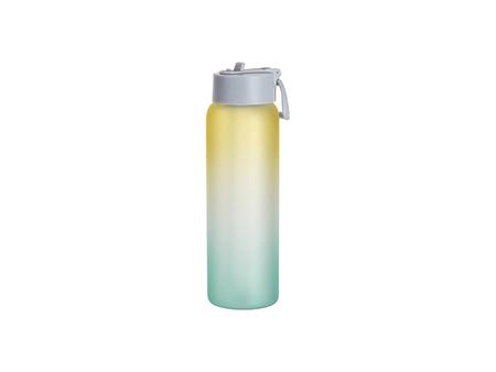 Sublimation 32oz/950ml Frosted Glass Sports Bottle w/ Grey Straw Lid (Gradient Color Yellow &amp; Green)