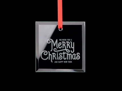 3&quot; Engraved Glass Ornament (Square)
