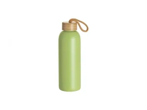 Sublimation Blanks 25oz/750ml Frosted Glass Bottle w/ Bamboo Lid (Green)