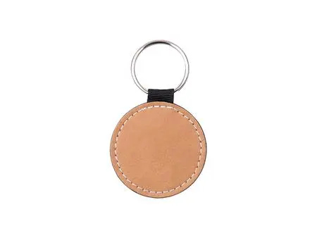 Sublimation PU Leather Key Chain (Brown, Round)