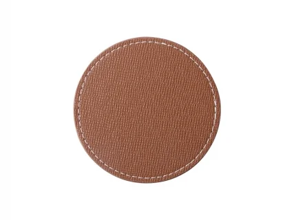 PU Leather Round Mug Coaster (Φ9.5cm,Brown)
