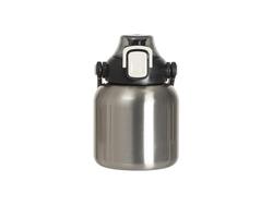 Garrafa Travel Inox 27oz/800ml com Tampa e Canudo Preto e Alça (Prateado)