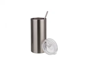 Sublimation 16oz/480ml Stainless Steel Skinny Tumbler with Straw &amp; Lid (Silver)