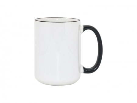 Sublimation 15oz Rim/Handle Mugs - Black