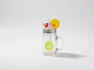 12oz/350ml Sublimation Blanks Clear Glass Mason Jar with Fake Ice &amp; Fruit Topper Lid (Clear, Lemon)
