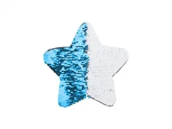 Adesivo Lentejoulas (Estrela, Azul Celeste com Branco)