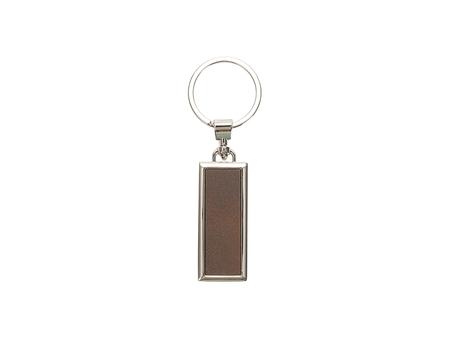 Engraving Blanks Metal Keyring  w/ Engravable Leather (Rect, Double-Sides Brown)