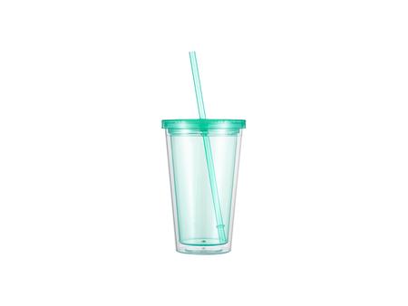 Copo Plástico Dupla Capa 24oz/700ml com Tampa e Canudo (Verde Claro)