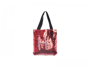 Sublimation Sequin Double Layer Tote Bag(Red/Silver, 35*38cm)