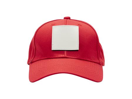 Cotton Cap with 2.5&quot;*2.5&quot; White Square Sub PU Leather Patch (Red)