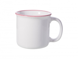 Taza Esmalte Cerámica 10oz/300ml (Borde rosa)