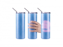 20oz/600ml Sublimation Heat-Sensitive Color Changing Stainless Steel Skinny Tumbler (Light Blue to Pink)