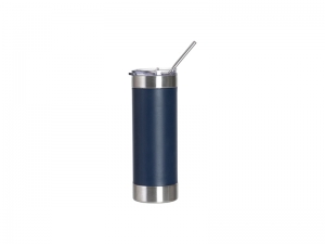 Engrave Blanks 20oz/600ml Laserable Silicon Wrap Tumbler (Dark Blue/White)