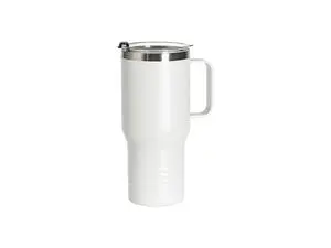 Engraving Blanks 22oz/650ml Powder Coated Ringneck Grip Stainlee Steel Tumbler with Handle(White)
