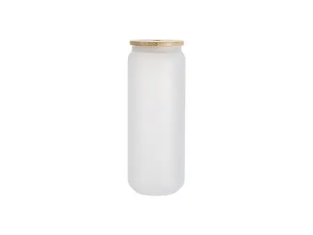 Sublimation 25oz/750ml Frosted Can Glass Mug with bamboo lid