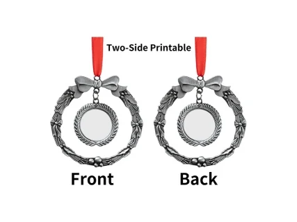 Round Sublimation Blank Wreath Metal Ornament