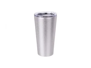 Sublimation 16oz/480ml Glitter Stainless Steel Tumbler w/ Lid (Silver)