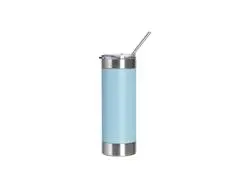 Tumbler Silicone e Inox 20oz/600ml para gravagem laser (Azul Celeste/branco)Quantidade mínima 1000uds