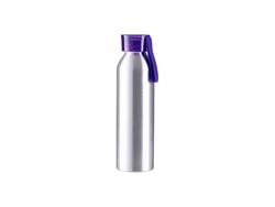 Garrafa Sport Slim Alumínio Prateada 22oz/650ml com Tampa roxa