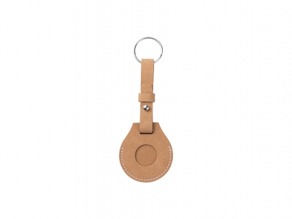 Sublimation Blanks PU AirTag Keychain Holder(Long strap,Brown)
