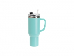 40oz/1200ml Powder Coated Stainless Steel Travel Tumbler with Lid &amp; Straw(Seafoam)