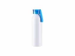 Sublimation Blanks 22oz/650ml Portable Sports Slim Aluminum bottle With Blue Cap(White)