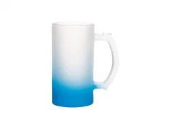 16oz Sublimation Glass Beer Mug Gradient Light Blue