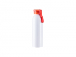 Sublimation Blanks 22oz/650ml Portable Sports Slim Aluminum Bottle With Red Cap(White)
