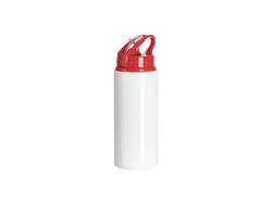 Garrafa Alumínio Branca 20oz/600ml com Tampa vermelha e canudo