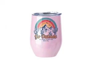 12oz/360ml Sublimation Blanks Glitter Sparkling Stainless Steel Stemless Cup(Pink)