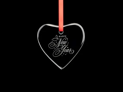 3&quot; Engraved Glass Ornament (Heart)