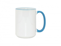 Sublimation 15oz Rim/Handle Mugs - Light Blue
