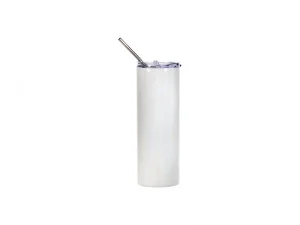 Sublimation 20oz/600ml Glitter Sparkling Stainless Steel Skinny Tumbler w/ Straw (White)