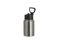 17oz/500ml Stainless Steel Water Bottle w/ Wide Mouth Straw & Portable Lid (Silver)