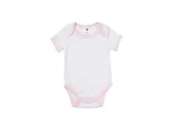 Macacão Bebê Manga Curta Tamanho S (Borda rosa,0-3M)