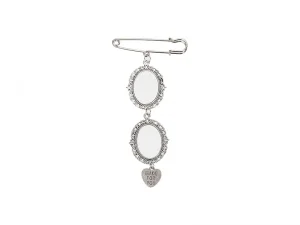 Sublimation Blanks Oval Name Badge w/ Heart Pendant (Silver)