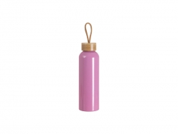 Sublimation Blanks 20oz/600ml Aluminum Water Bottle w/ Bamboo Lid (Dark Pink)