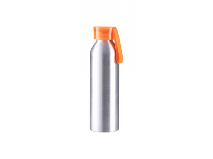 Sublimation Blanks 22oz/650ml Portable Sports Slim Aluminum bottle With Orange Cap(Silver)